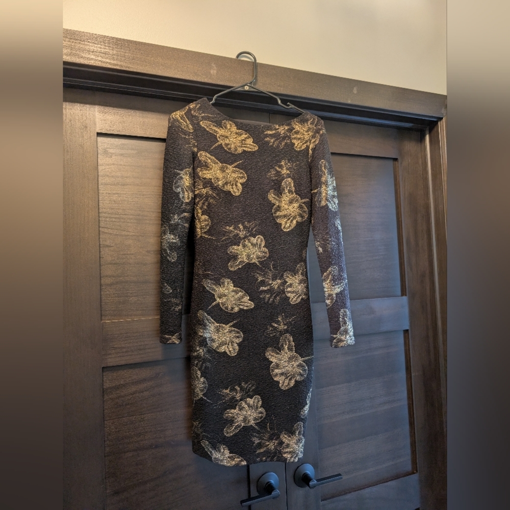 Elegant Black and Gold Floral Dress